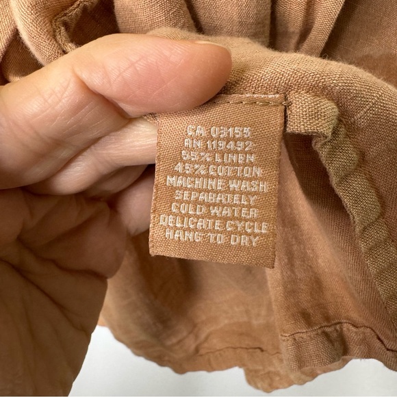 April Cornell Brown Open Front Cardigan Embroidered Sleeve Linen Cotton Size M - Picture 7 of 10